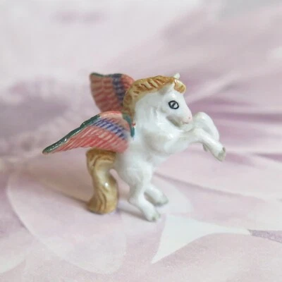 LUCK TRADER Mystical Pegasus Horse Minifig Mini Figurine - Hand Painted Porcelain Ornament