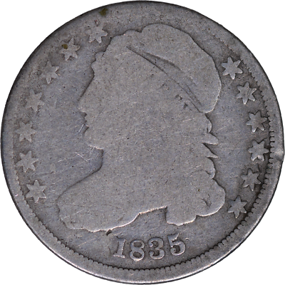 アメリカ 1835年　5セント　キャップドバスト　ハーフダイム　銀貨 1835 Capped Bust Dime ~ AG Details | eBay