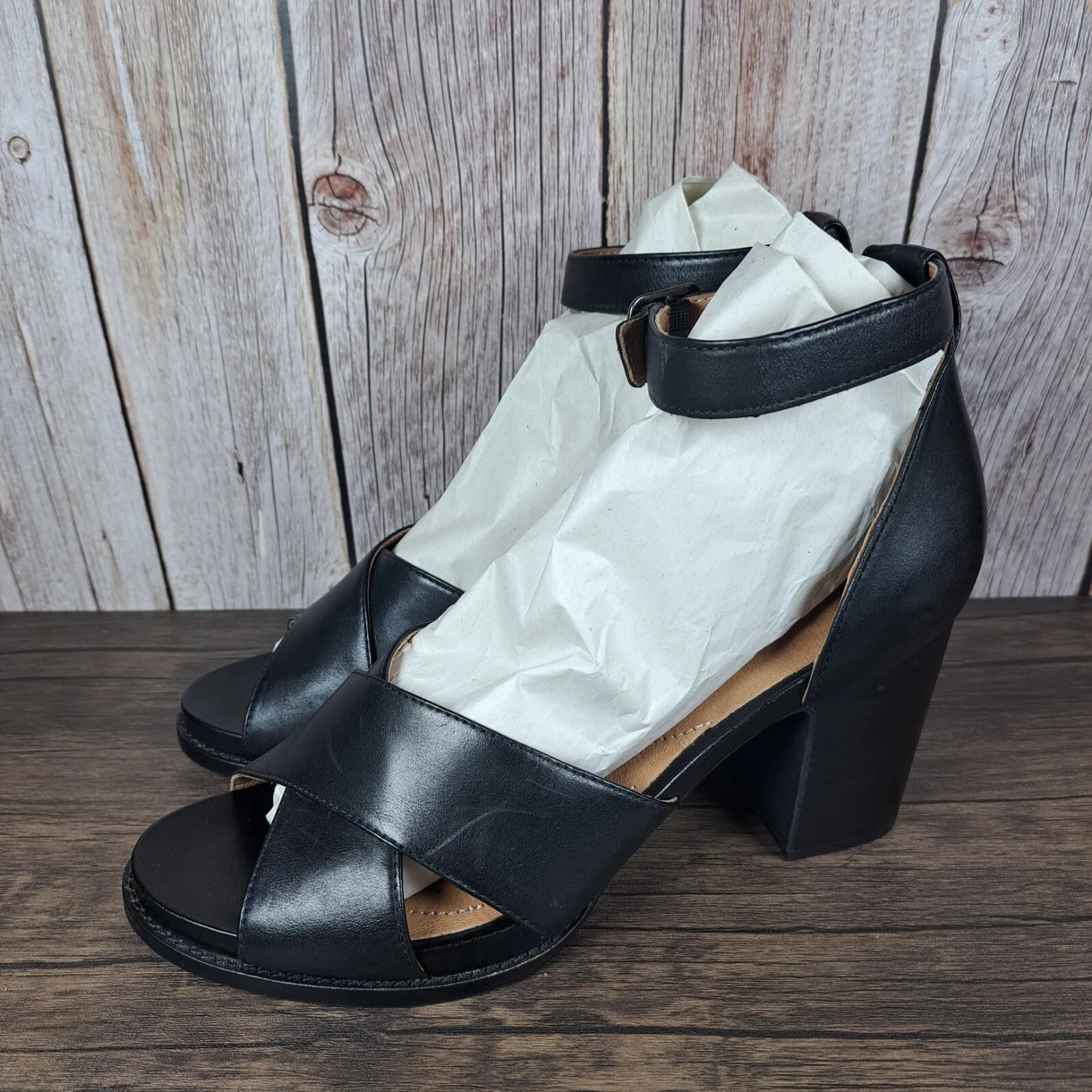 Clarks Artisan Briatta Tempo Nero Pelle Cinturino alla Caviglia Tacchi Donna Tg 9 M (GUC