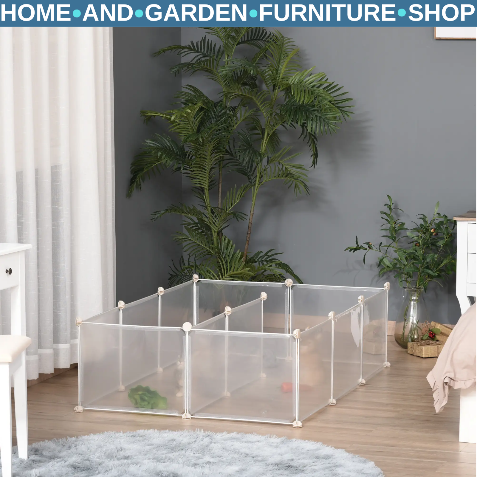 Pawhut White Portable Pet Playpen Diy Enclosure, 12 Panel Plastic Fence For Bunny, Guinea Pig, Hedgehog, Chinchilla, | Aosom Uk - Image 2