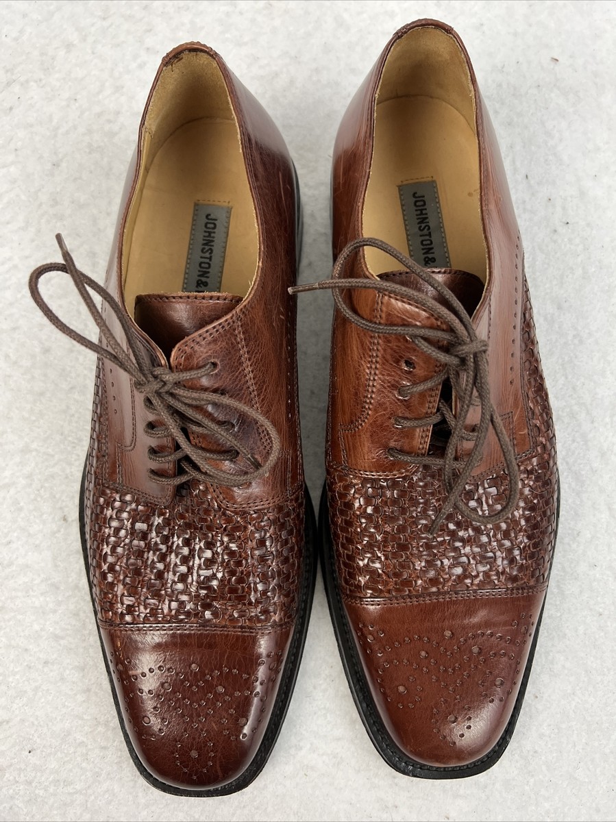 Johnston & Murphy Men\'s Brown Woven Leather Derby Oxfords s-l400.jpg main image 4