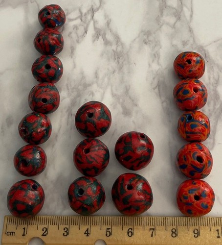 Vintage Multi Color Loose Round Polymer Clay Beads Bea-15 - Picture 6 of 7