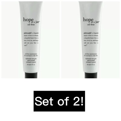 LOT OF 2 Hope in a Jar Oil Free Moisturizer Philosophy 2 OZ Normal to Oily Skin