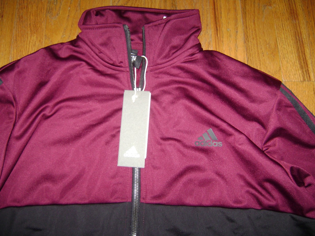 NWT Adidas Men BQ8357 Black Maroon Fullzip Jacket Training