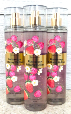 3 BUTTERCUPS & BERRY BELLINI Fine Fragrance Mist 8oz LOT/SET of 3