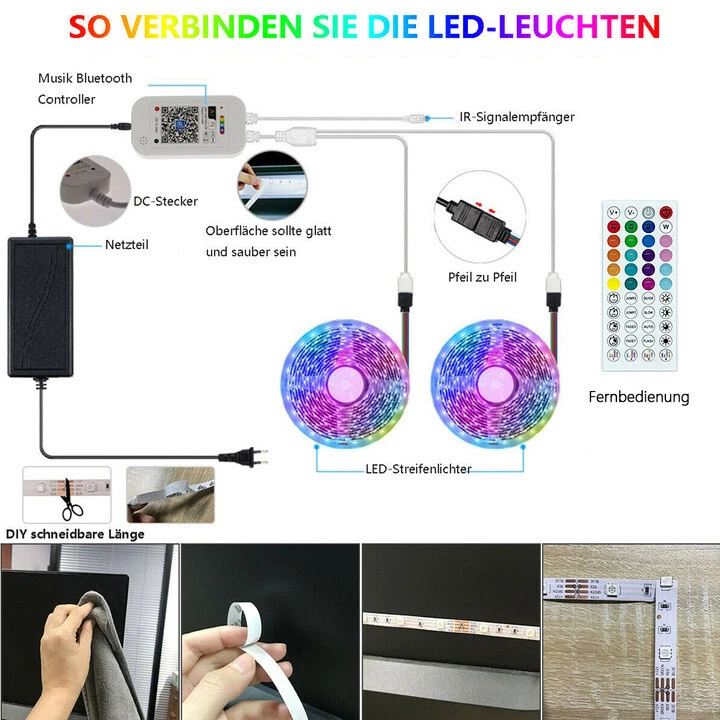 5-30M Streifen RGB LED Stripe 5050 Leiste Band Leuchte Lichterkette 230V Leuchte - Bild 3 von 4
