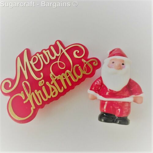 Santa  Cake Topper Decoration Red Xmas Motto Merry Christmas Xmas - Picture 1 of 12