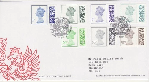 GB Stamps First Day Cover Machin Definitive Bar Coded 1p to £1 (7) SHS 2022