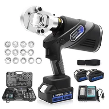 Electric Hydraulic Cable Lug Crimper Pliers With 13 Size Dies Rechargeable Tool