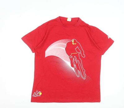 Le Tour de France Herren T-Shirt rot Baumwolle Radsport Grafik Größe S