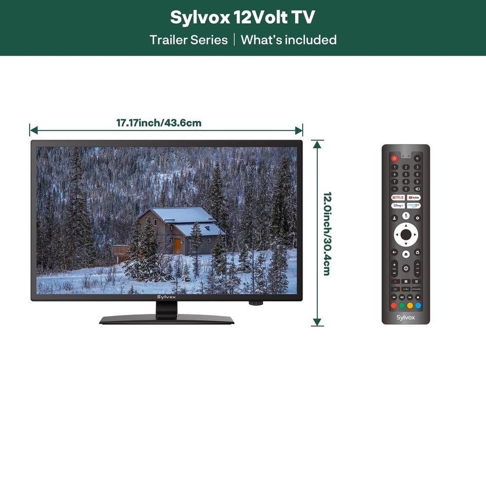 Sylvox 19 inch 12V RV TV Smart TV Built-in DVD for Car Campervan Truck ...