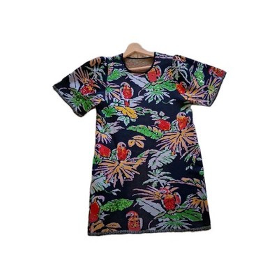 Zara Grupo Inditex Sequin Tropical Parrots Colorful Stretch Mini Dress/top S 10