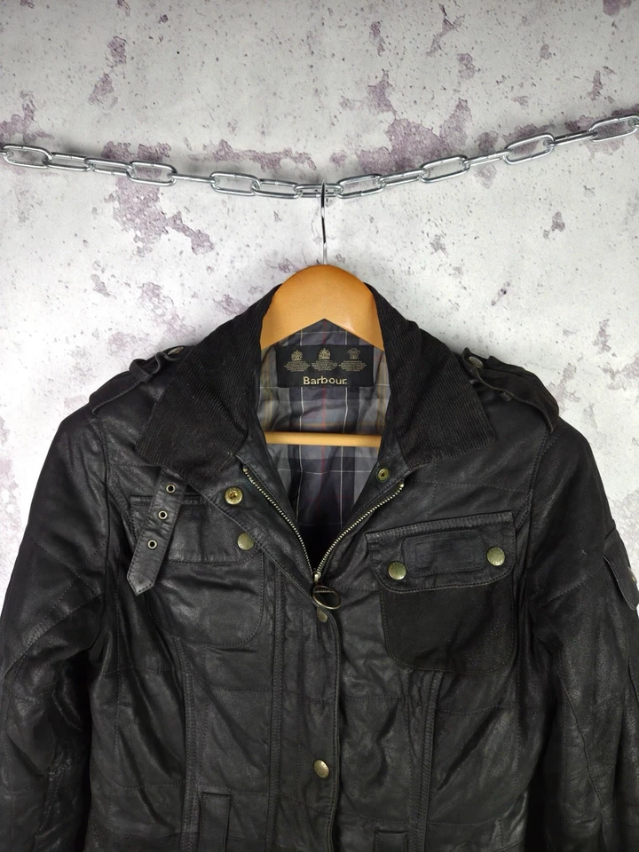 Barbour International Women's Leather Jacket Long Sleeve Motorcycle Size US 6 - Image 4 of 4