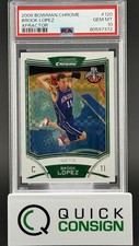 BROOK LOPEZ 2008-09 BOWMAN CHROME XFRACTOR ROOKIE 69/299 #120 NETS PSA 10 Q6995