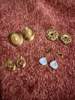 4 Pairs Vintage Costume Jewelry Clip On Earrings--VGC