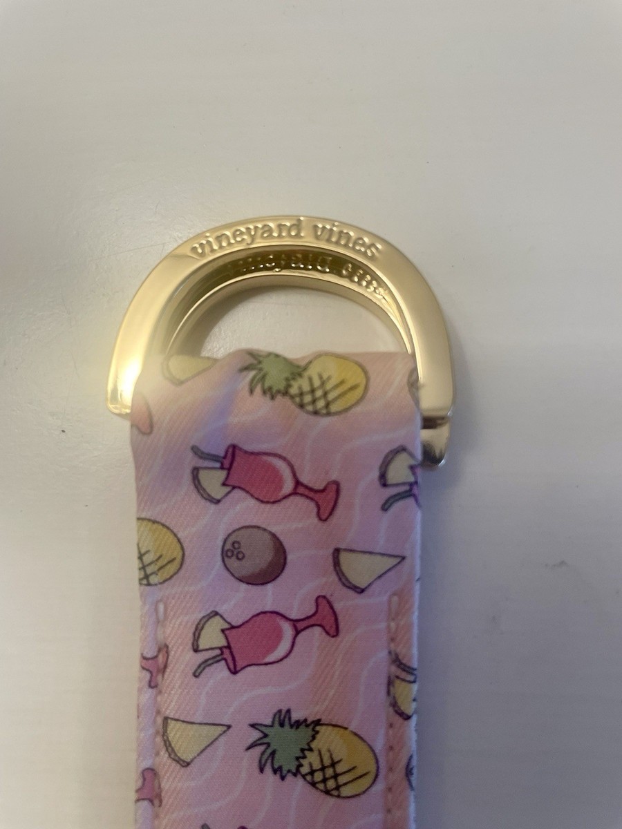Vineyard Vines Pink Belt  Tropical Cocktails by Shep & Ian D-Ring Size S EUC View 6