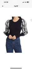Veronica Beard Leila Wool Blend Pullover Mixed Media Sweater size L Great