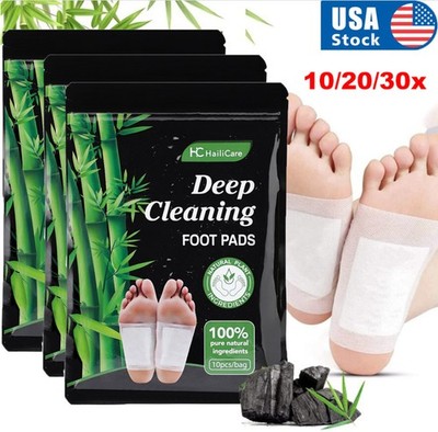 30PCS HailicareDetox Foot Patches Pads Body Toxins Feet Deep Cleansing Herbal