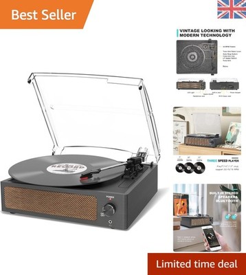 Vinyl Plattenspieler mit Staubschutz, Bluetooth und integrierten Lautsprechern - Retro Schwarz