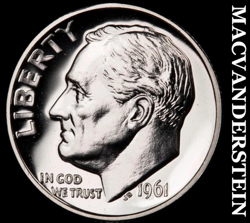 1961 Silver Roosevelt Dime - Choice Gem Proof  Lustrous  No Reserve  #G7336