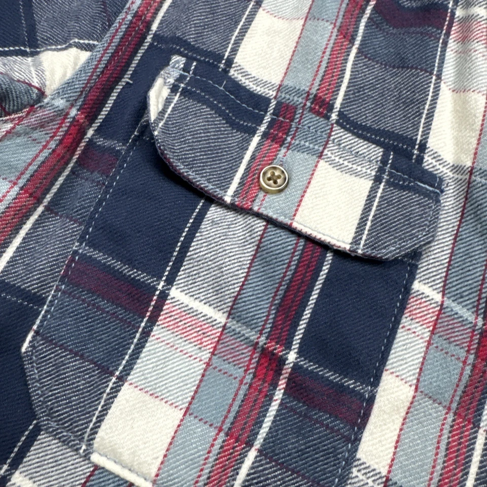 Burton Durable Goods mens flannel plaid button down shirt L Dry Ride Blue Red - Image 3 of 4