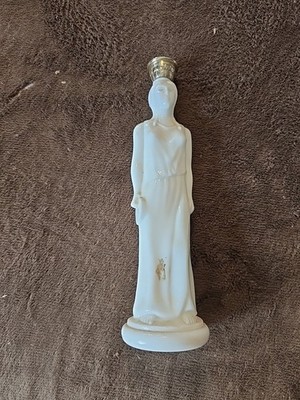 Vintage Avon Milk Glass Skin So Soft Decanter French Lady Crown