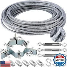 Threlaco Adjustable 3 Way Down Guy Wire Kit Guy Ring for up to 2-1/4 Antenna 