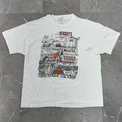 Vintage Hershey Chocolate Graphic Tee Mens XL Factory Park Short 
