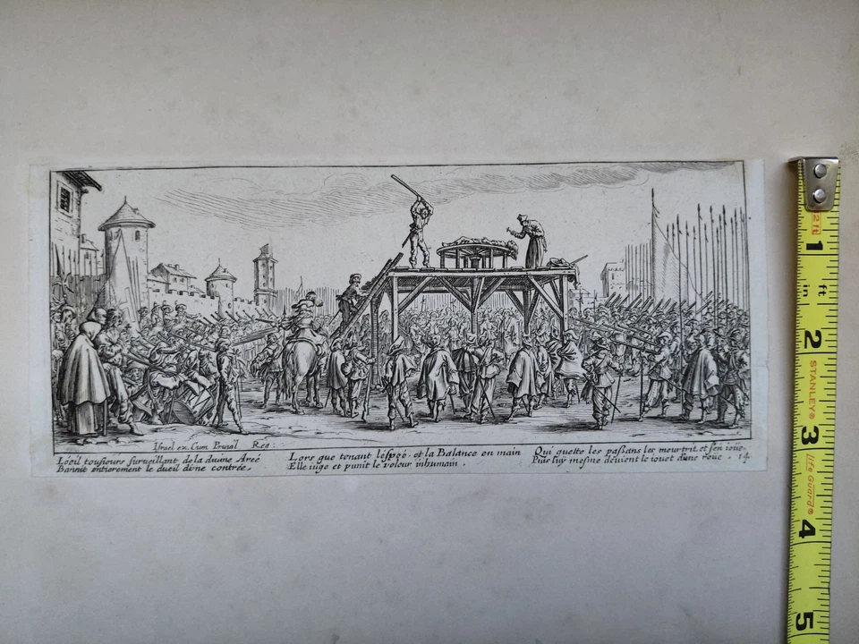 Les Grandes Misères de la guerre #14 Circa 1633 By Jacques Callot Etching - Image 3 of 4