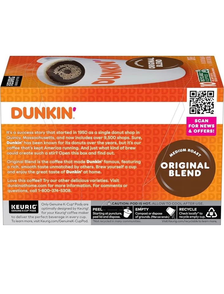 Dunkin' Original Blend Medium Roast Coffee, 30 Keurig K-Cup Pods Pack x 3 - Image 3 of 4