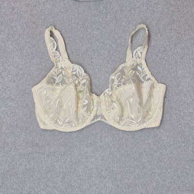Bali Women Bra 38DD Ivory Floral 3373 Balconette Underwired Lace Mesh
