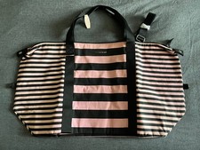 Victoria's Secret NWT Weekender Tote Pink and Black Striped Brand New With Tags