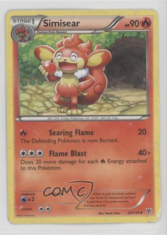 Simisear Pokémon Black & White Plasma Storm #20