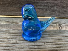 Vintage Glass Leo Ward Bluebird Of Happiness Figurine Signed 1996