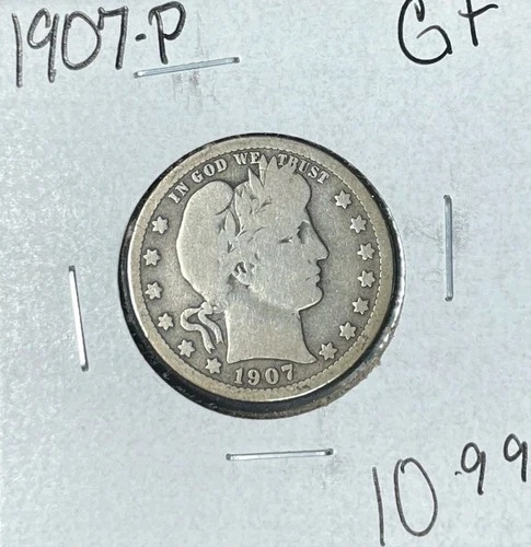 1907-P BARBER SILVER QUARTER - GOOD+ ~NICE COIN~