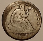 1854-O Arrows Liberty Seated Silver Half Dollar, Old US Silver Type Coin