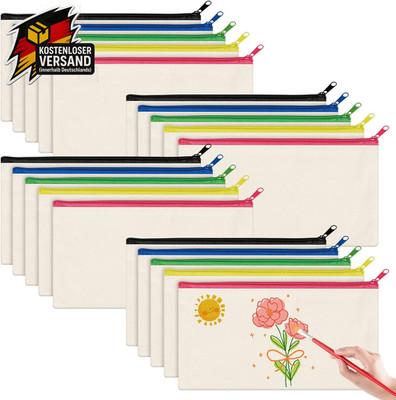 DIY Stoff Federmäppchen für Bastler Kinder 21x12 cm bunt mit Reißverschluss