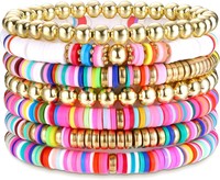 Surfer ArmbäNder Set,7Pcs Regenbogen ArmbäNder Boho Perlen Armband,Buntes P