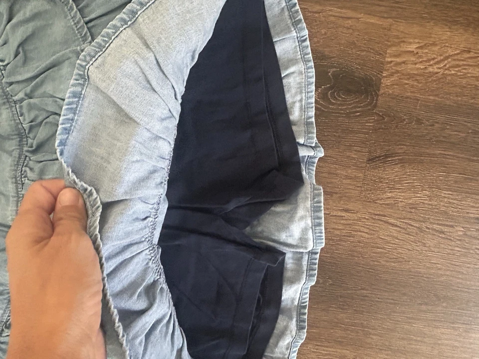 Hanna Andersson Girls Skirt Tiered Ruffle Skort Blue Denim~Size 10 Preppy School - Image 2 of 4