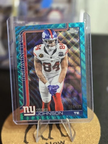 2025 Topps Chrome Football Aqua Wave Refractor Theo Johnson #233