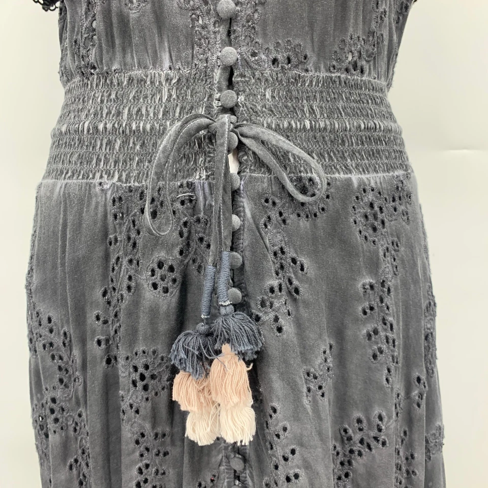 Young Fabulous And Broke Dress Womens S Small Smoke Grey Eyelet Broiderie Maxi - Image 4 of 4