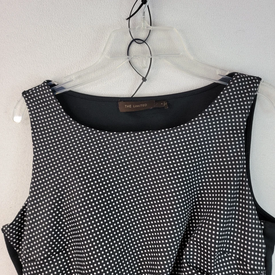 Vestido The Limited para mujer negro a lunares sin mangas cremallera lateral cuello barco talla 4 Foto 3 de 4
