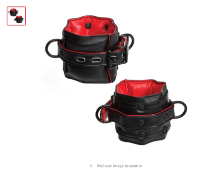 Kink.com Doc Johnson Leather Black Red Wrist Restraints Sex Toys | eBay