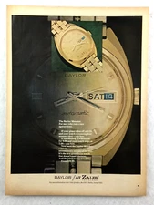 BAYLOR MANDATE Wrist Watch VINTAGE 1968 PRINT AD Automatic Gold Zales Jewelers