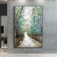Abstract Forest Path Canvas Art Print Painting Modern Landscape Posters Wall Art