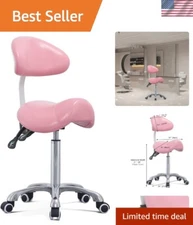 Back Support Saddle Stool Chair, Adjustable Height & Free-Flowing Swivel Design