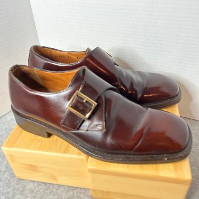 Vintage GUCCI Mens Burgundy Loafer Gold Side Buckle Sz 7.5M Wood Sole. Heavy sho Vintage GUCCI Mens Burgundy Loafer Gold Side Buckle Sz 7.5M  main image 3