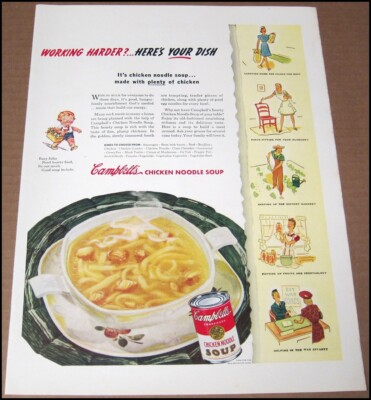 #ad #ad 1943 Campbell#x27;s Chicken Noodle Soup Swan Soap Print Ad Advertisement Vintage $14.99