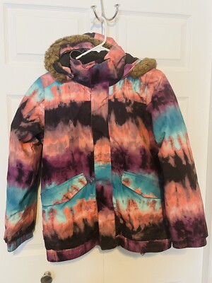 BURTON DRYRIDE カモフラージュ XS BURTON Jacket Womens XS Beige Paint Splatter DRYRIDE Hooded