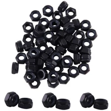 60pcs Steel Nylon Insert Hex Lock Nut #1/4-20 Black